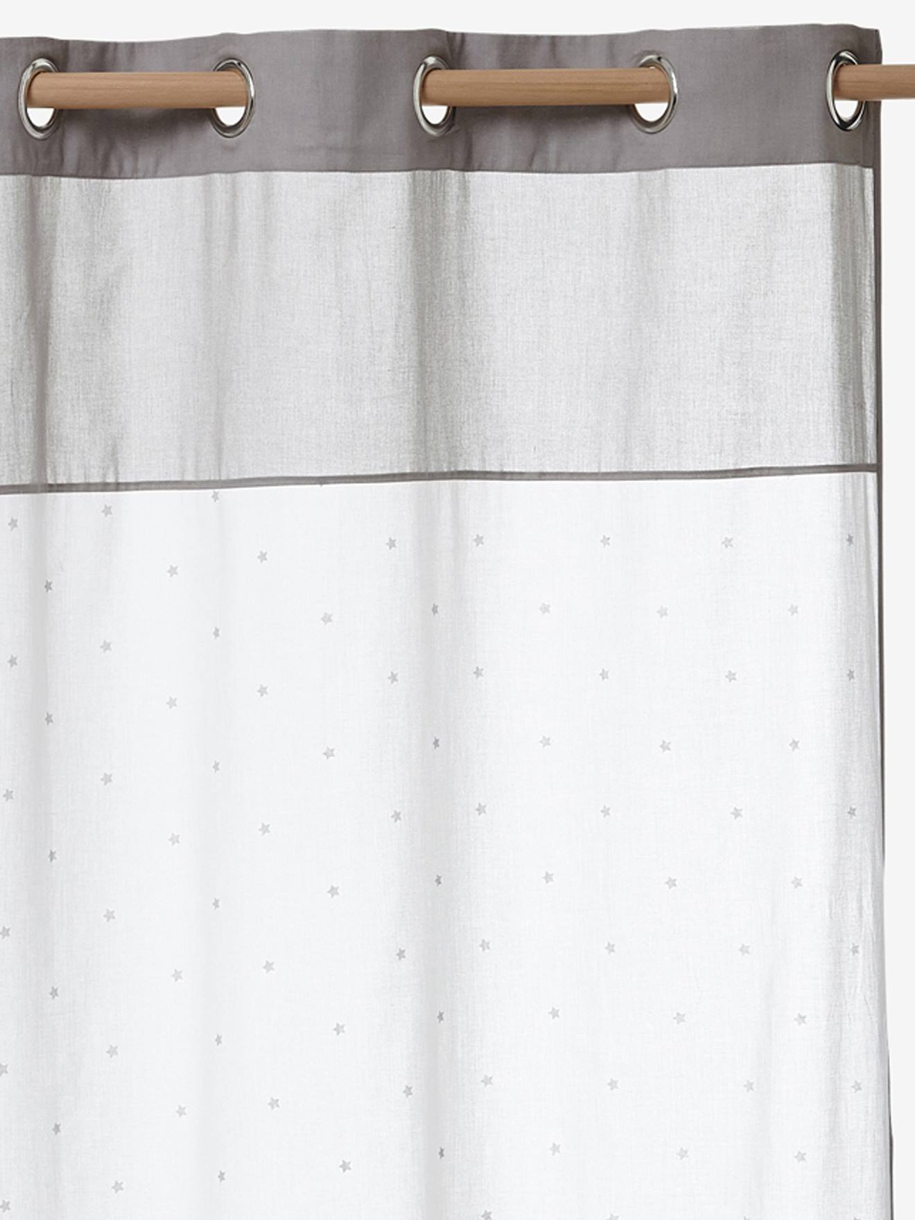 Estrellas Blanco/Gris TupTam Cortinas Transparente para Habitación Infantil 2 pzs c 140 x 160 cm
