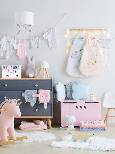 Capa de baño con capucha bordado animales bebé azul gris - Vertbaudet