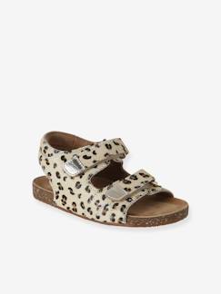 Calzado-Sandalias infantiles autoadherentes de piel efecto potro