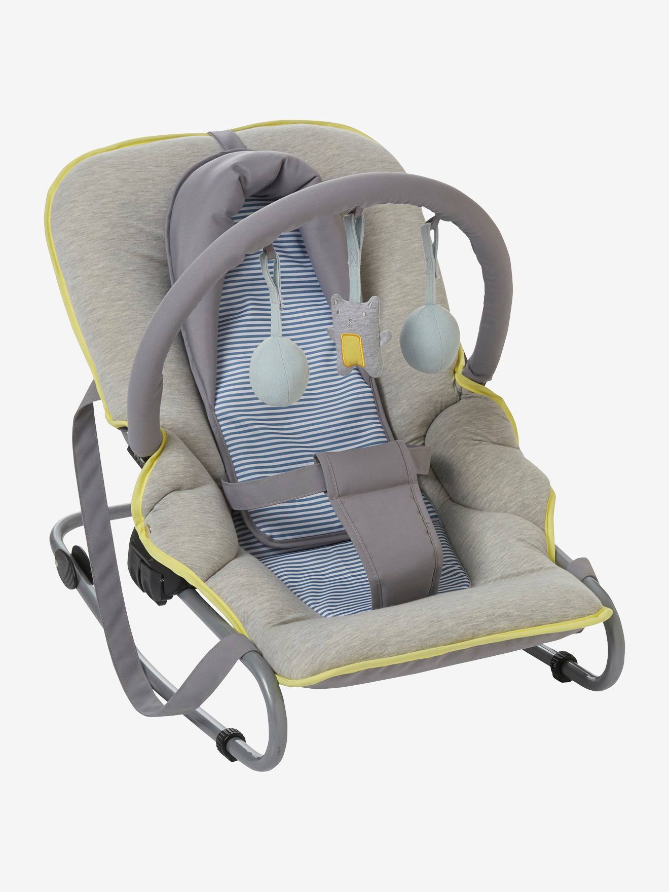 Hamaca Para Bebe Con Arco De Estimulacion Babyfun Gris Claro Jaspeado Vertbaudet