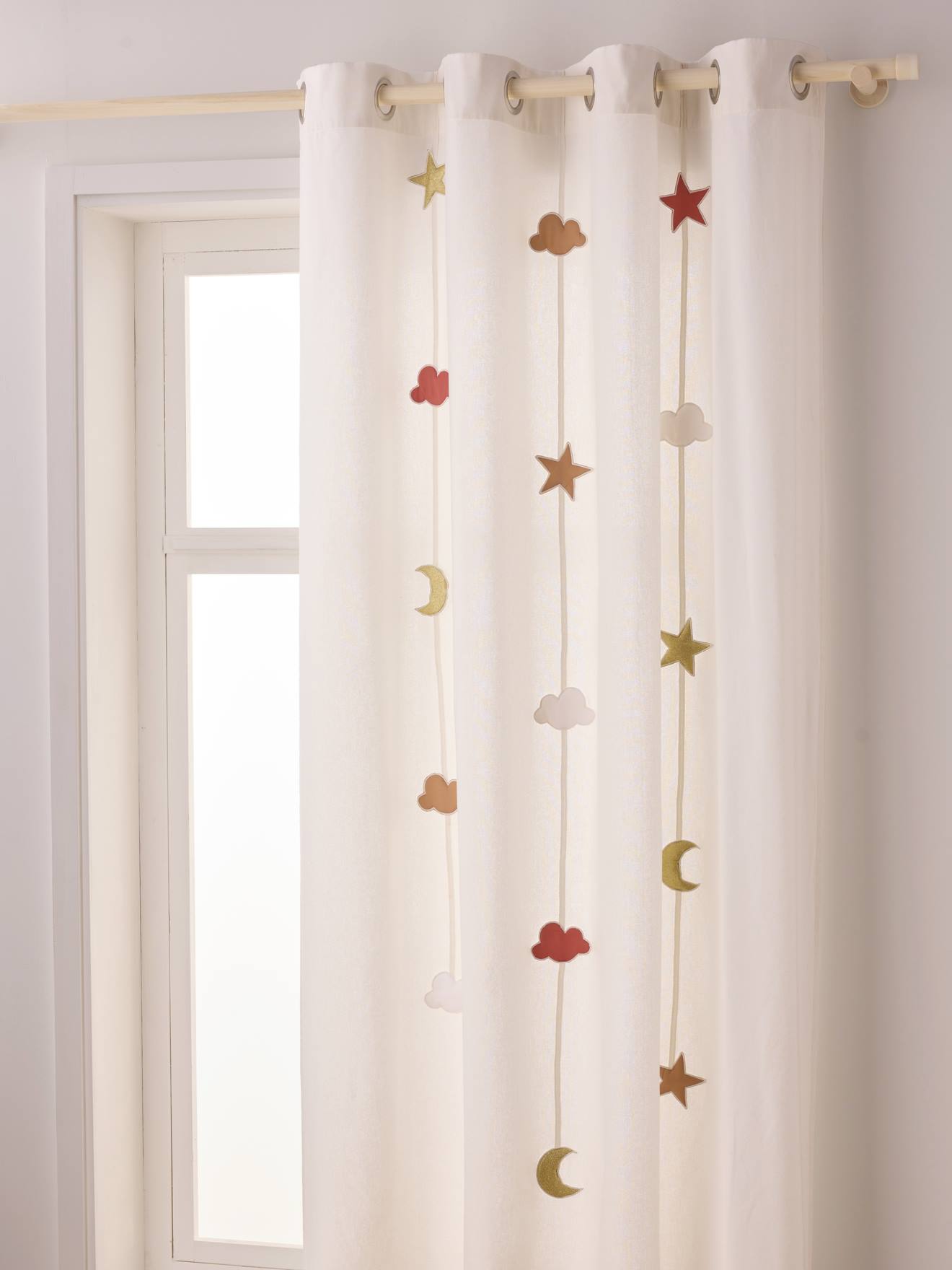 Cortina guirnalda con ojales translúcida estrellas arcilla