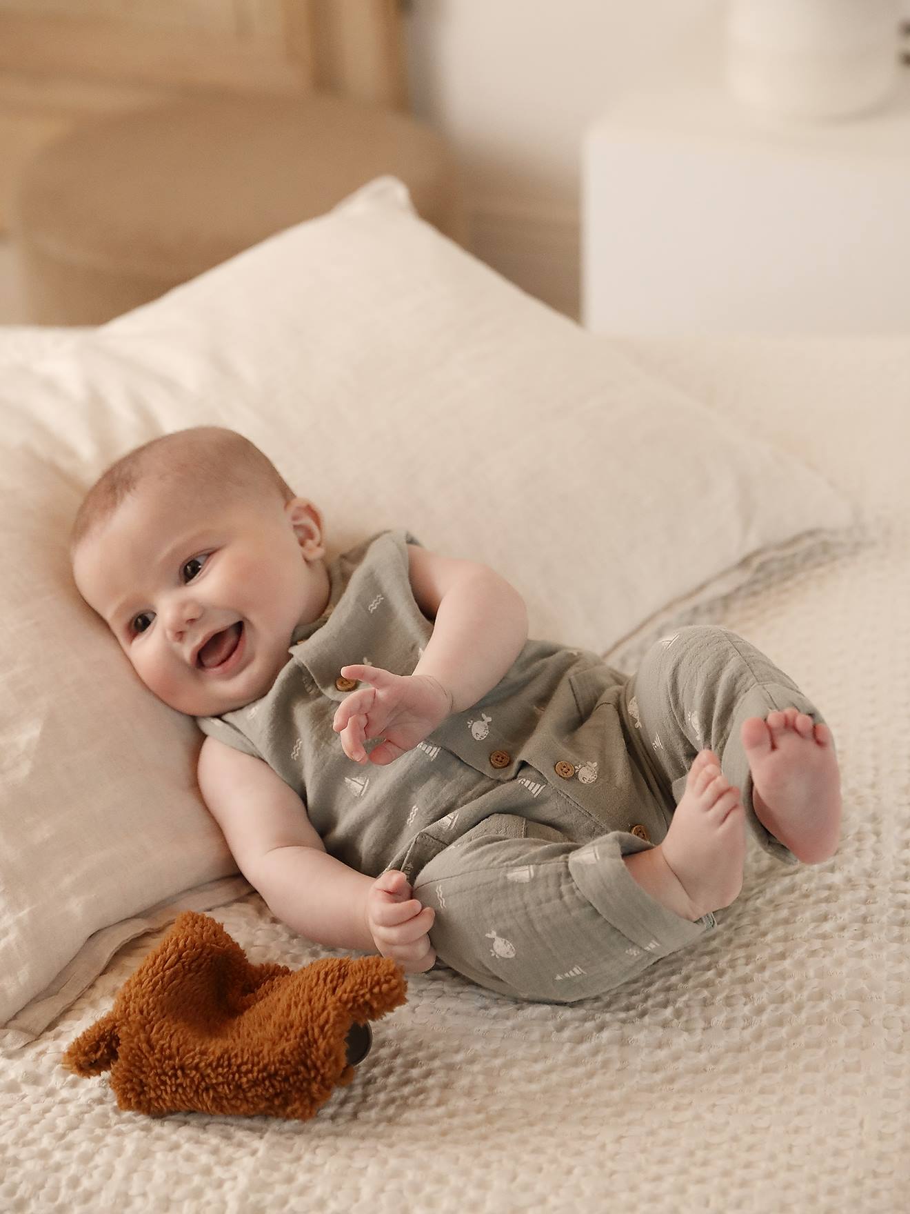 Pelel Con Tampado Para Bebé, Mono De Manga Larga Para Niño Y Niña