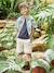 Bermudas de algodón/lino para niño beige jaspeado+verde agua 