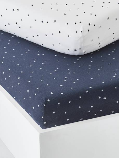 Lote De 2 Sabanas Bajeras Para Bebe De Algodon Azul Oscuro Estampado Vertbaudet Lote De 2 Sabanas Bajeras Para Bebe De Algodon Azul Oscuro Estampado Vertbaudet