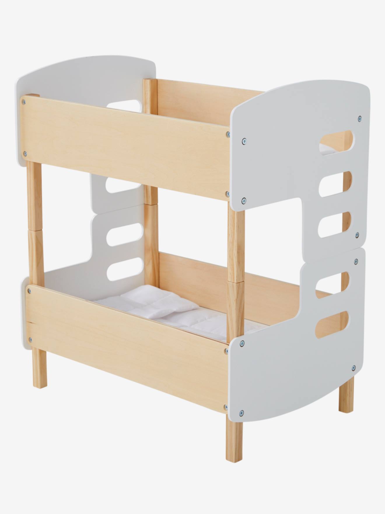 Vertbaudet Blanco Motivos Muñeca Madera Claro Literas De Para Liso Con H9D2IWEY