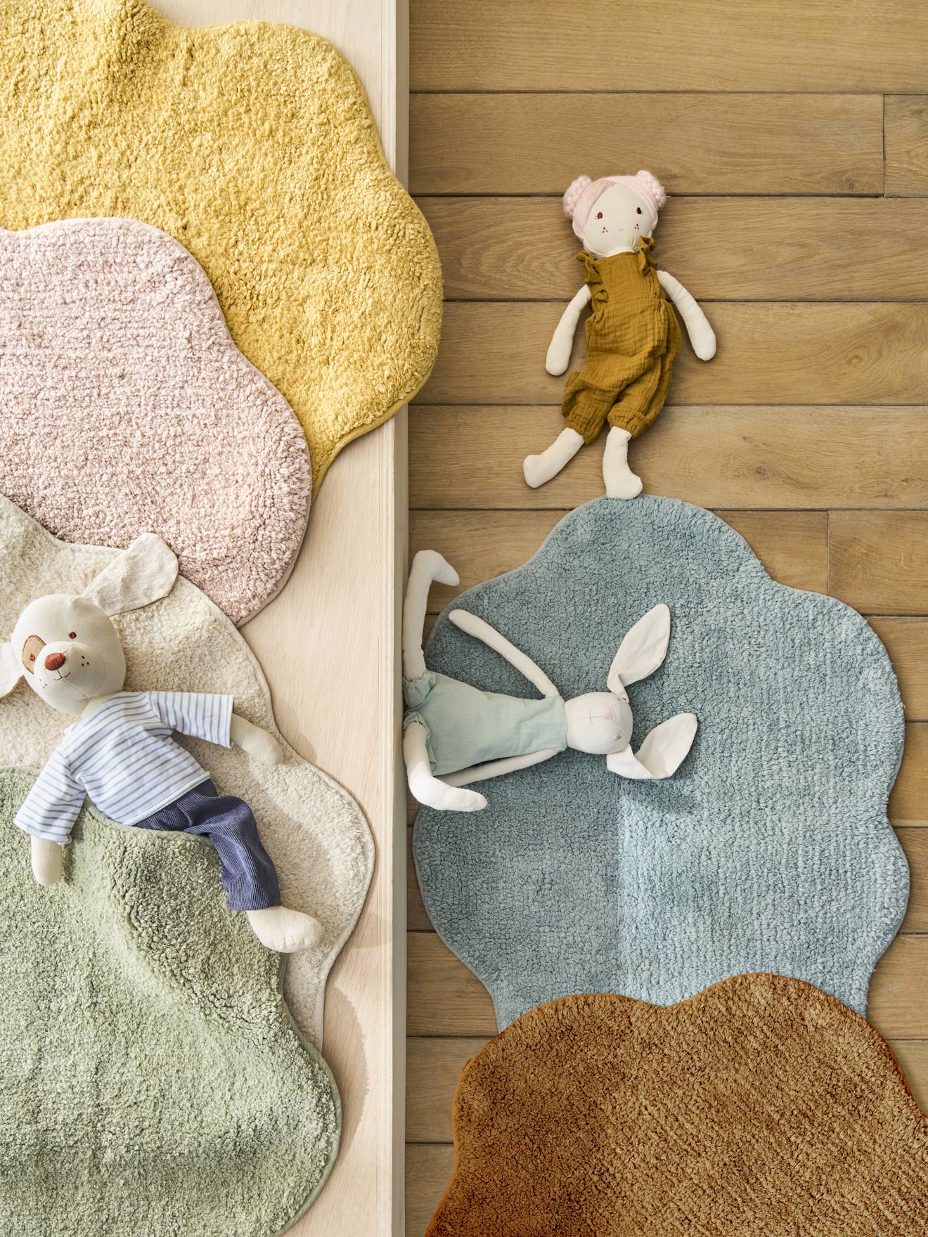 Alfombra Infantil De Nubes - 160x230 Cm, Rosa, Suave Y Lavable