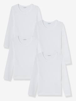Niña-Ropa interior-Camisetas y Tops de interior-Lote de 4 camisetas de manga larga niña