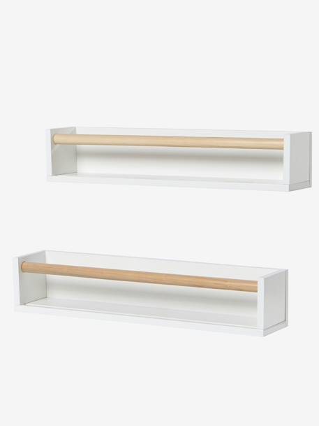 Pack de 2 estantes Blanco / madera+ROSA CLARO LISO+VERDE MEDIO LISO 
