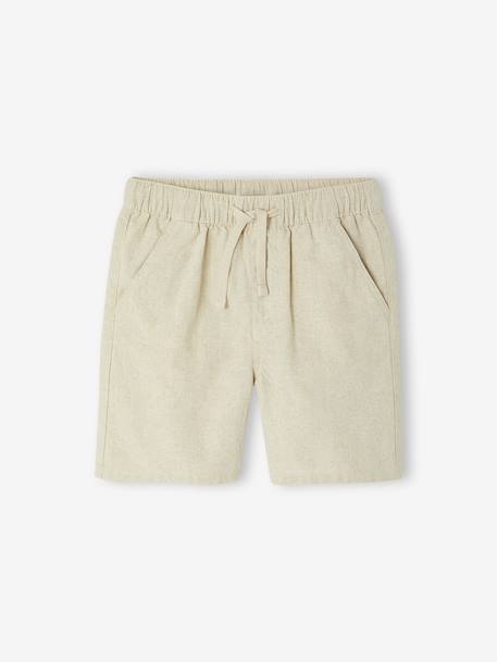 Bermudas de algodón/lino para niño beige jaspeado+verde agua 