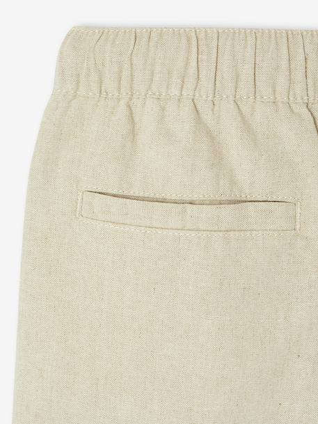 Bermudas de algodón/lino para niño beige jaspeado+verde agua 