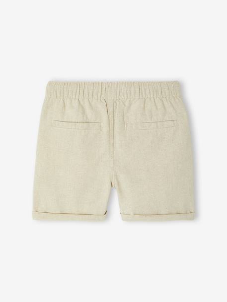 Bermudas de algodón/lino para niño beige jaspeado+verde agua 