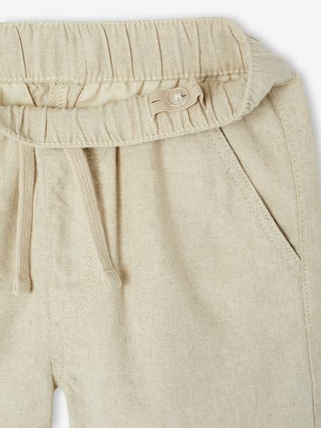 Bermudas de algodón/lino para niño beige jaspeado+verde agua 