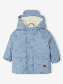 Chubasquero con capucha y forro de borreguito, para bebé aceituna