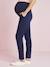 Pantalón chino de embarazo, entrepierna 82 cm Azul oscuro liso con motivos 