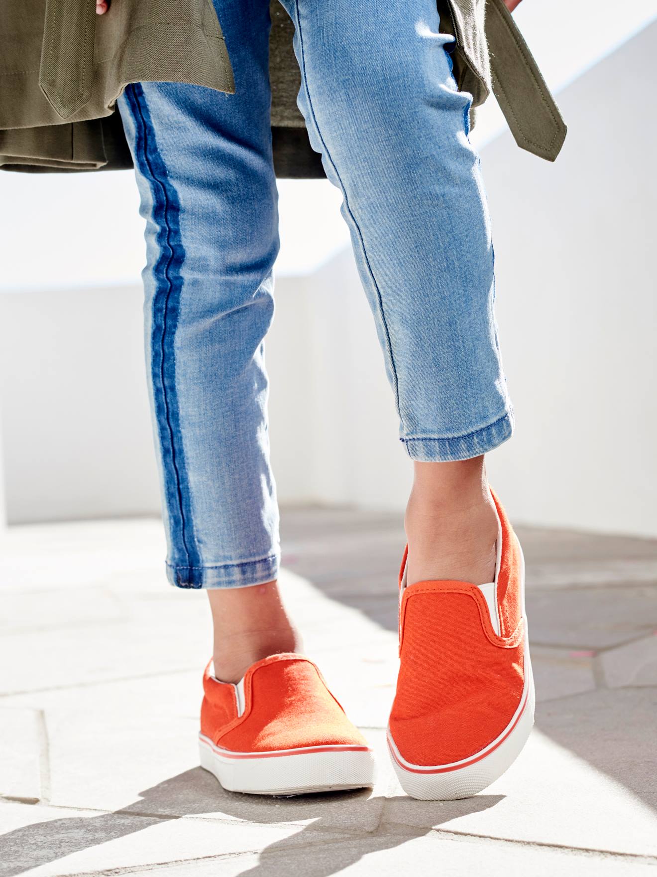 Zapatillas slip on para ni a rojo fuerte liso Vertbaudet