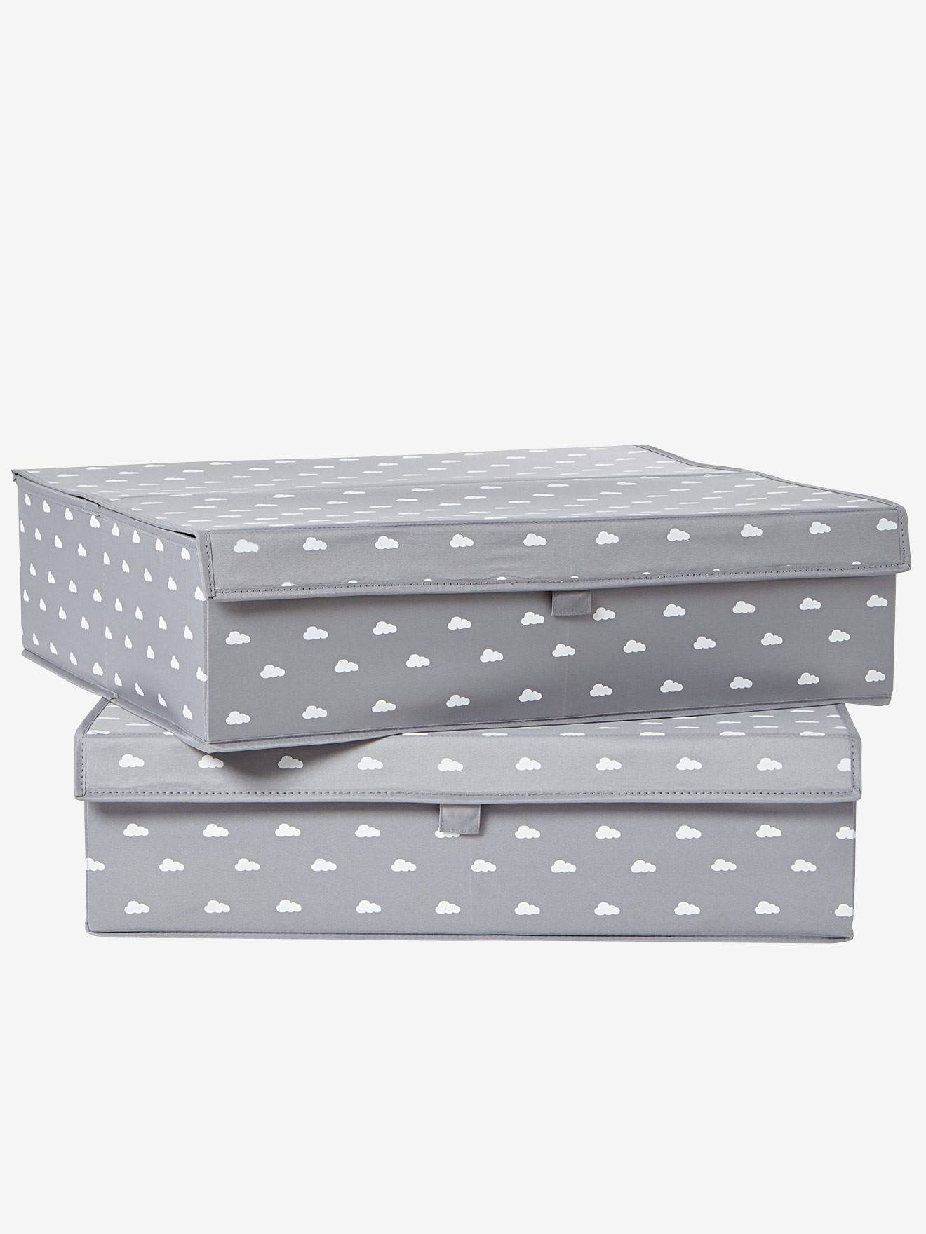 Caja de almacenaje para colocar bajo la cuna gris - Vertbaudet