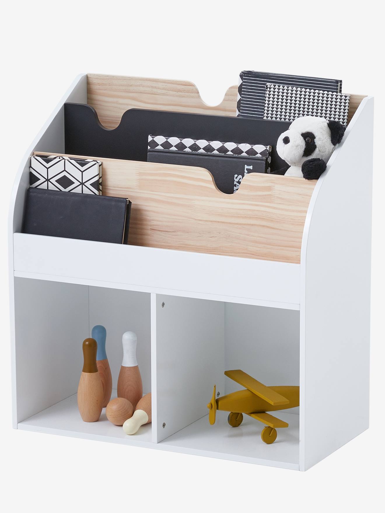 Mueble de almacenaje para libros y juguetes blanco claro liso con adorno -  Vertbaudet