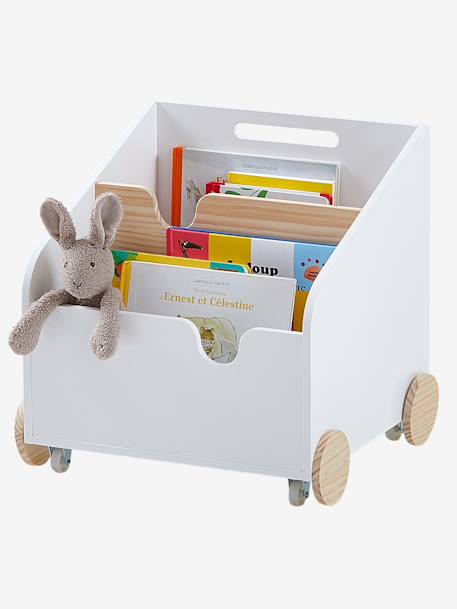 Caja librería con ruedas LÍNEA SCHOOL BLANCO CLARO LISO+ROSA CLARO LISO 