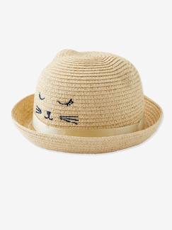Bebé-Sombrero para niña irisado con bordado de gato y orejas fantasía