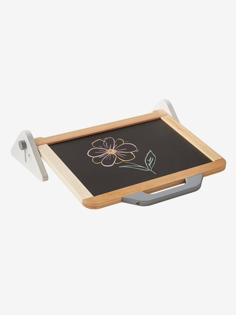 Pizarra reversible de madera para colocar de pie negro oscuro liso con