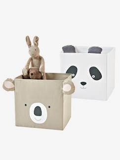 Habitación y Organización-Almacenaje-Muebles con casilleros-Lote de 2 cajas de tejido Panda Koala