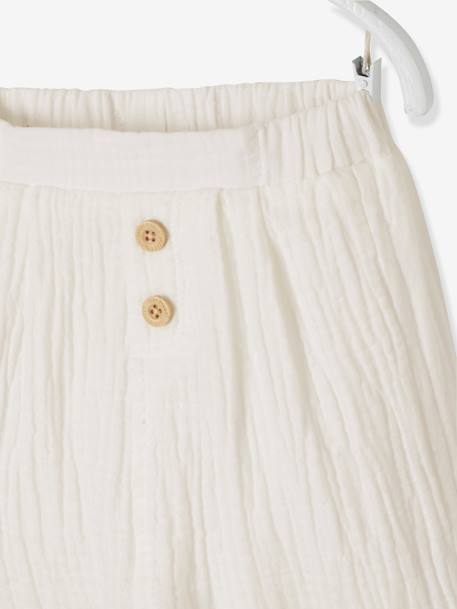 Pantalón corte árabe de gasa de algodón bebé niño AZUL OSCURO LISO+Blanco medio liso+capuchino+crudo+VERDE CLARO LISO+VIOLETA MEDIO LISO 