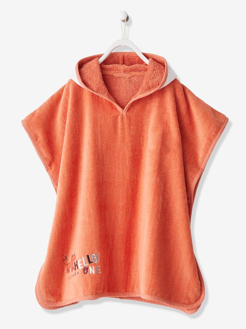 Poncho de baño personalizable Zorro naranja medio liso con motivos