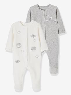 Descuentos hasta -50%-Lote de 2 pijamas para bebé de terciopelo con abertura delante