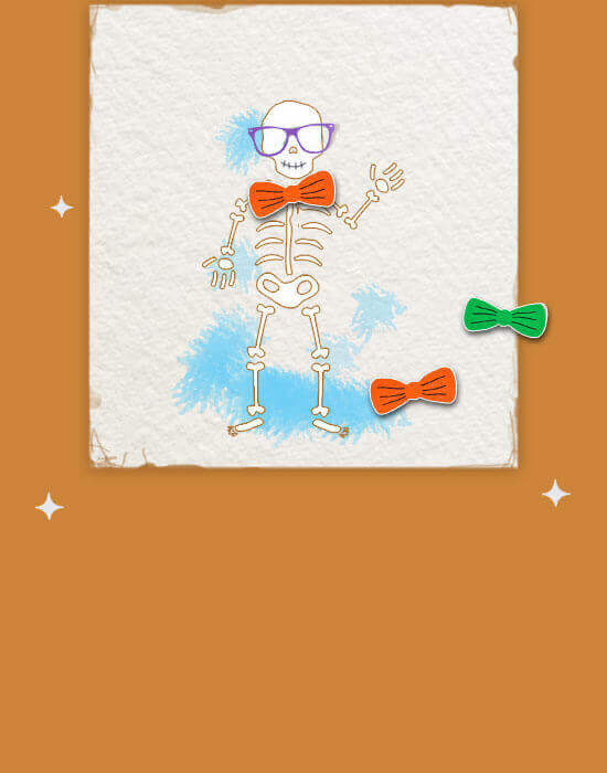 Pon la Pajarita on the skeleton Pon la Pajarita on the skeleton